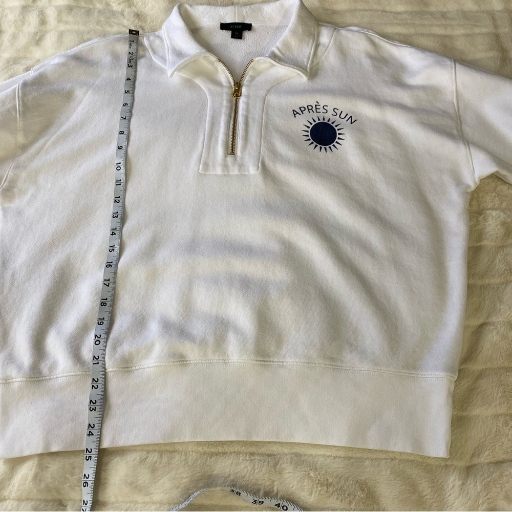 J.Crew Womens White Graphic Half Zip Sweatshirt BQ930 Size XL - Picture 8 of 11